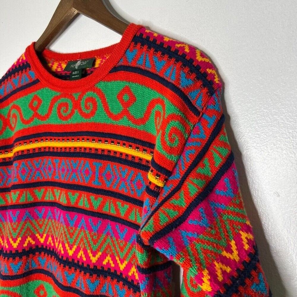 Hunt Club Women's Vintage Multicolor Knit Sweater Size S Boho Style USA Made